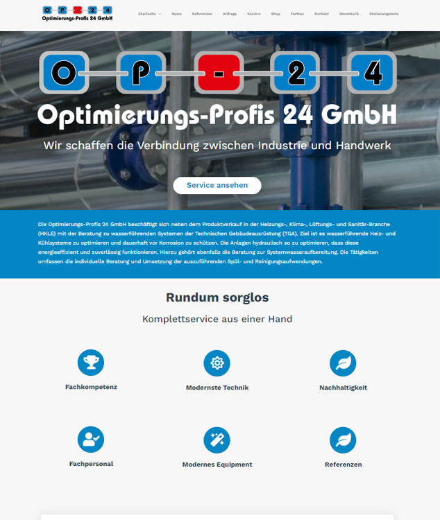 Vorschau Website OP-24 GmbH